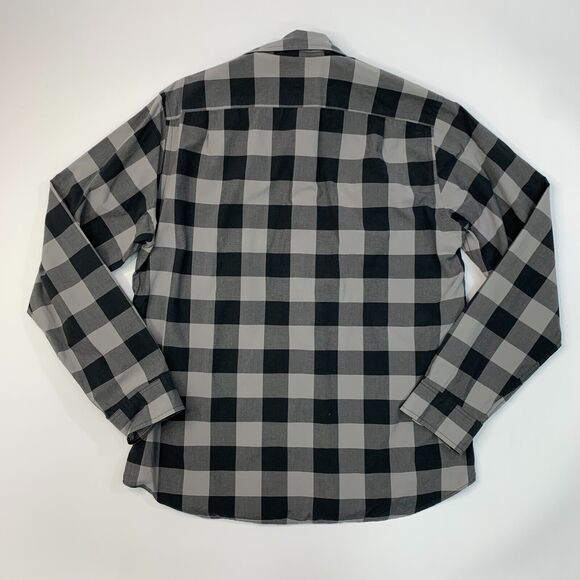 J Crew Plaid Shirt Mens M Medium Grey Plaid Long Sleeve 2-Ply Cotton Button Up - Picture 8 of 11